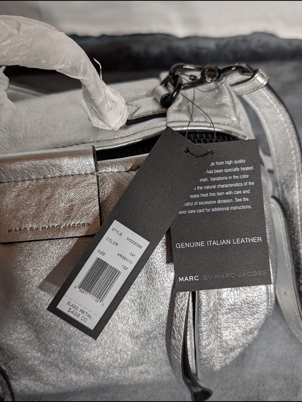 Marc By Marc Jacobs Silver Metallic Leather Satchel - Picture 2 of 8
